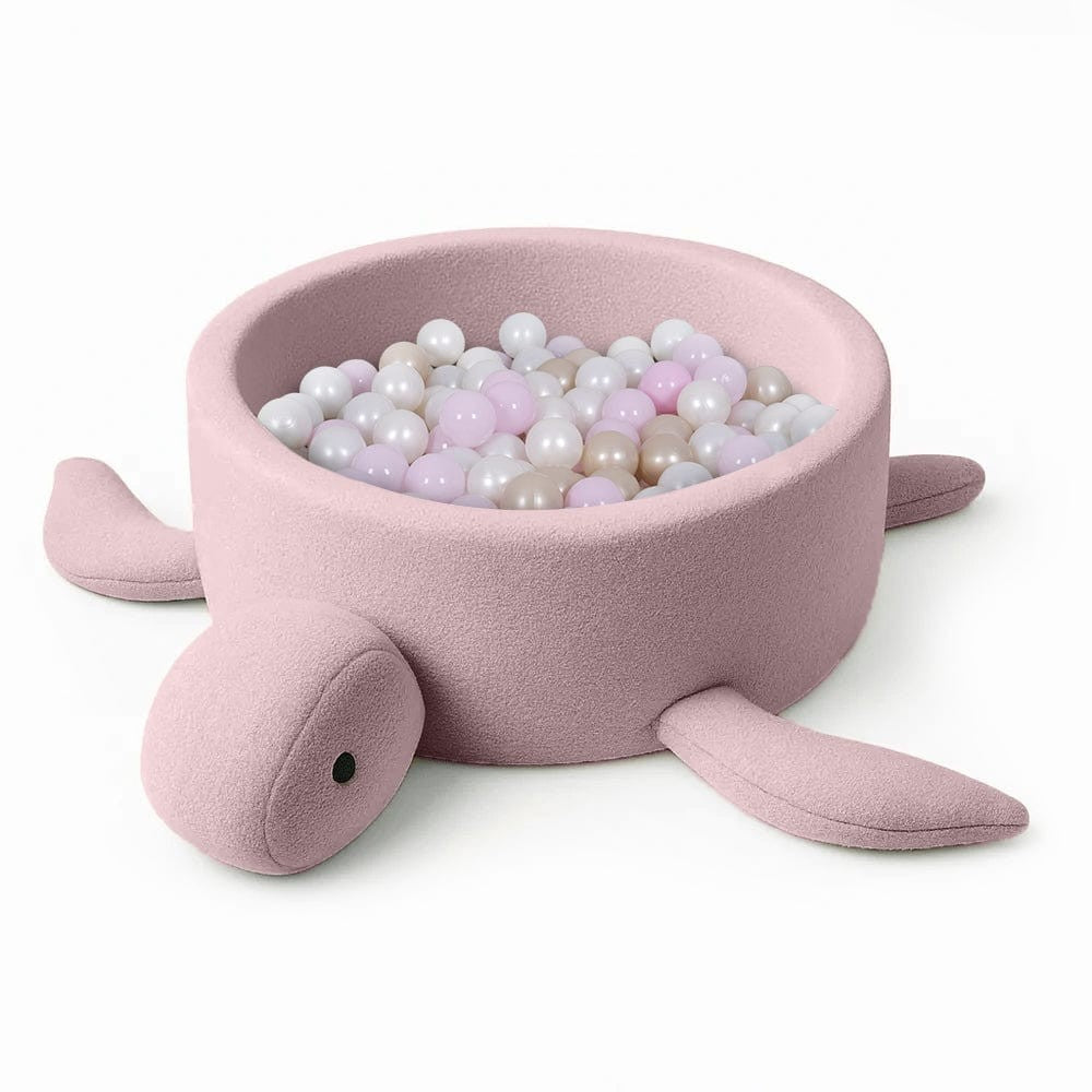 bold raspberry pink boucle turtle ball pit for baby motor skill development