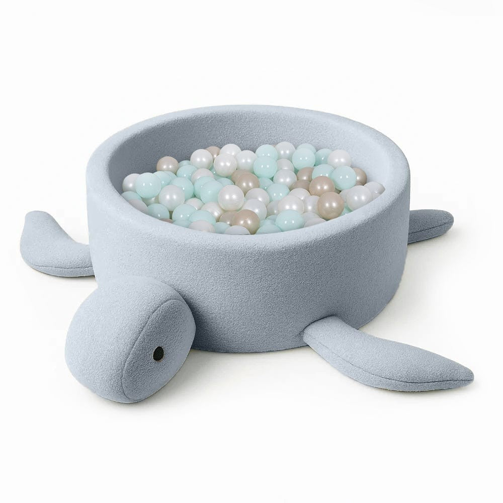bold dusty ice blue turtle ball pit for sensory play and motor skill development