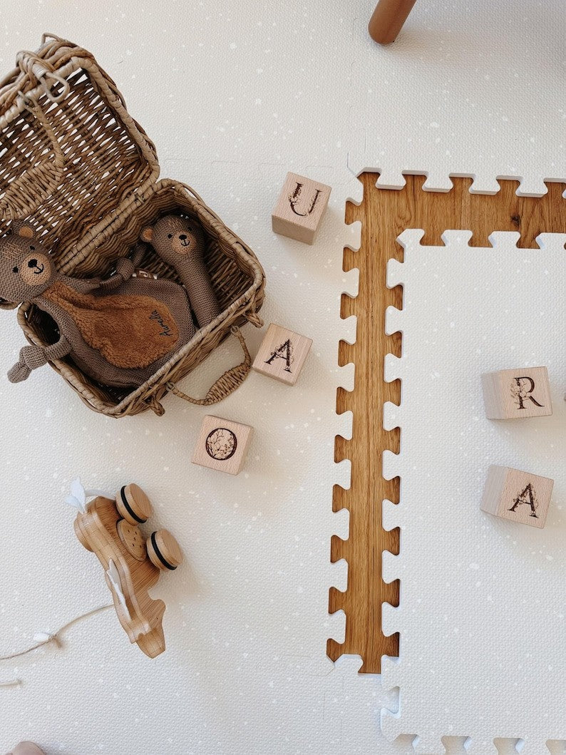 a close-up detail of the soft spots cashmere foam playmat texture