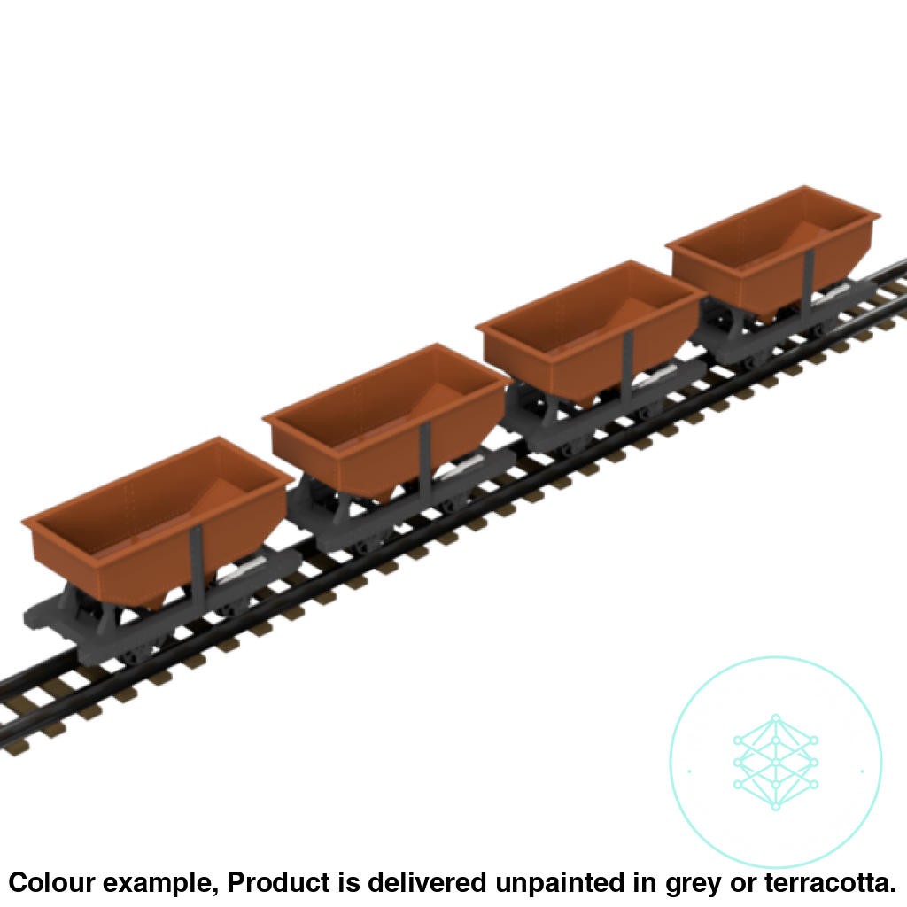 4 Pack OO9 Narrow Gauge Hopper Wagons Unpainted Model Kit