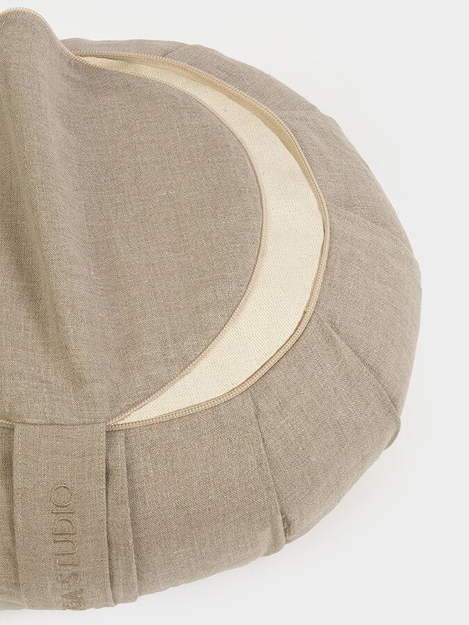 Yoga Studio Organic Buckwheat Round Linen Meditation Zafu Cushion