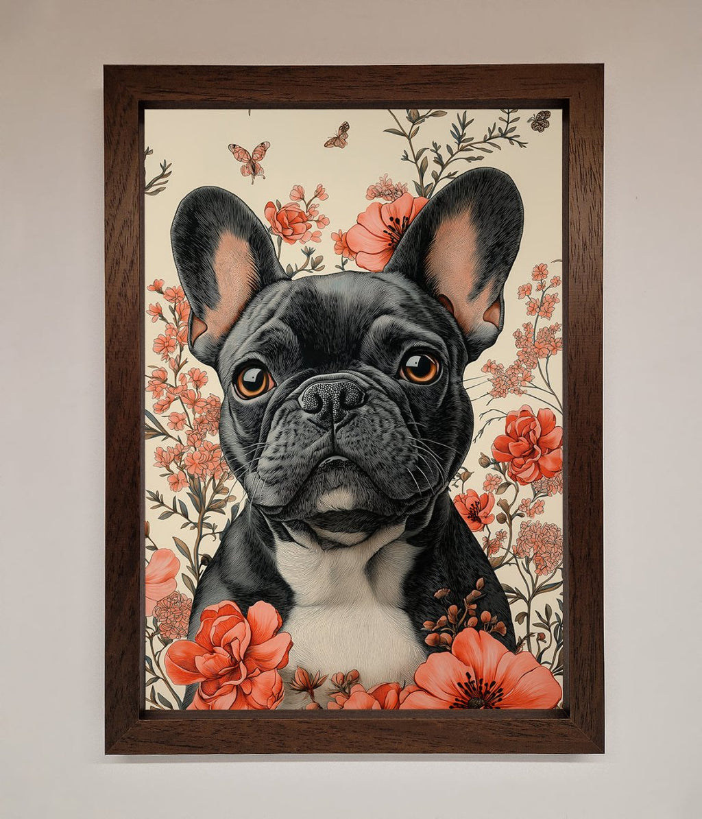French Bulldog In Flowers Framed Print