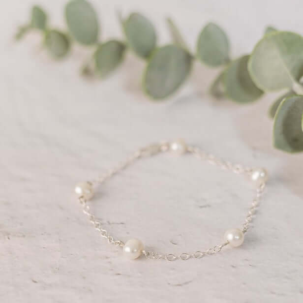 Freshwater Pearl Chain Bracelet in Sterling Silver