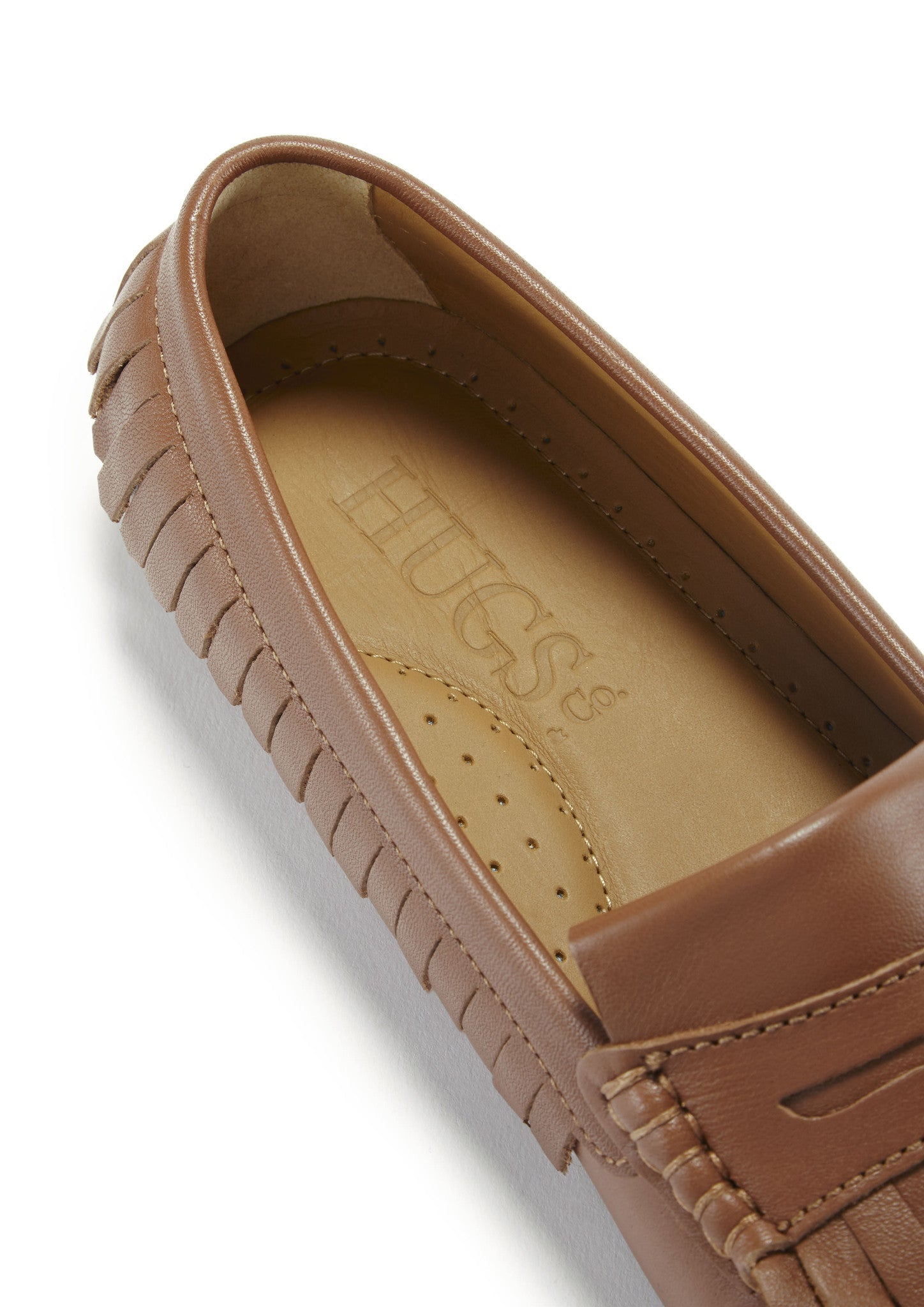 Women's Light Tan Fringed Leather Driving Loafers