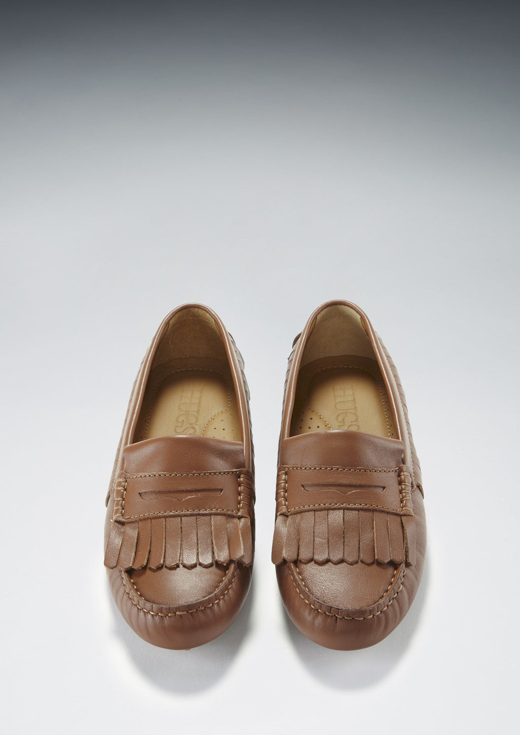 Women's Light Tan Fringed Leather Driving Loafers
