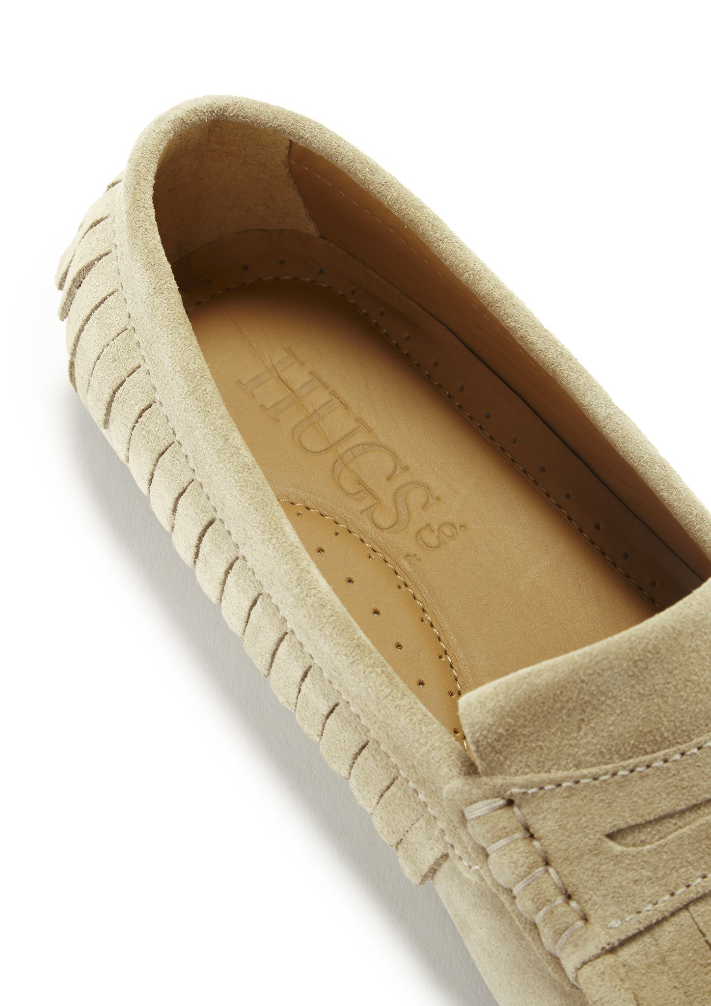Women's Taupe Suede Fringed Driving Loafers