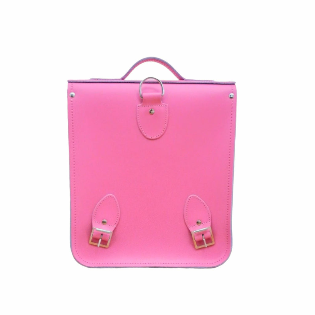 Handmade Leather City Backpack - Hot Fuchsia