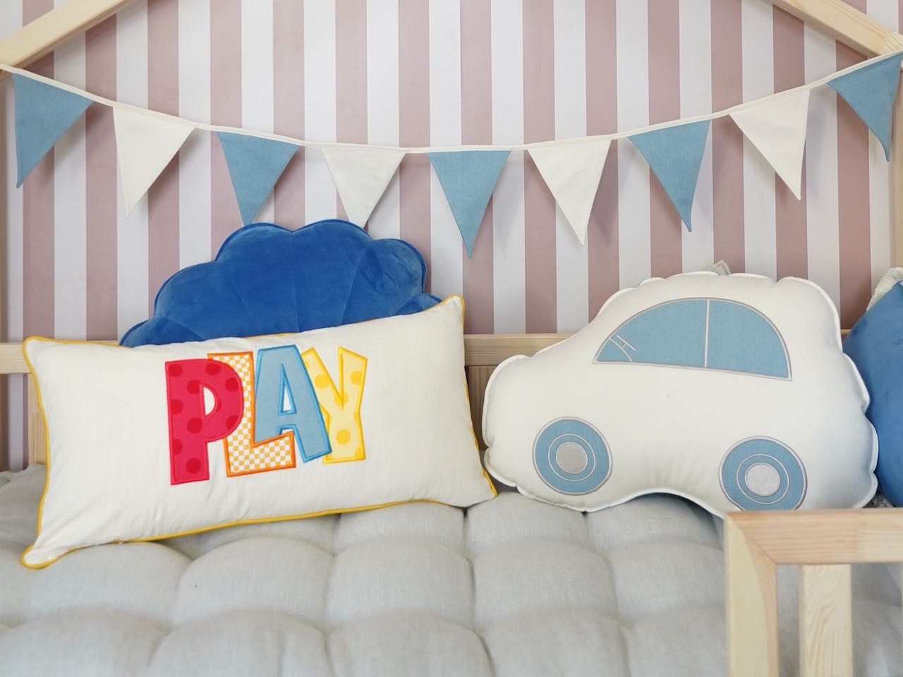 functional cotton-linen garland with 9 pendants, perfect for nursery decor or party themes, 2.2m long
