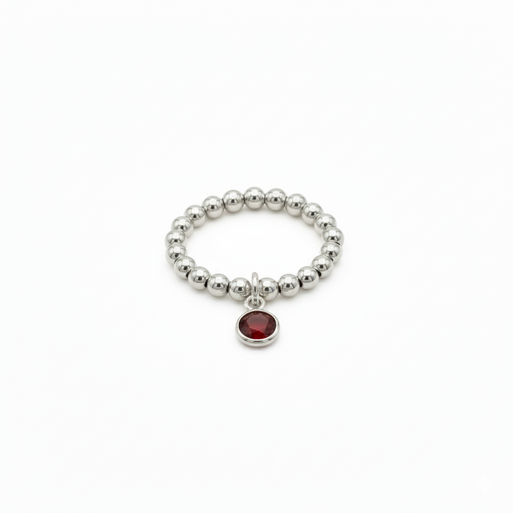 Garnet January Birthstone Ring in Sterling Silver