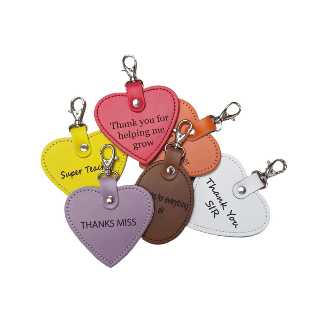 Leather Charm for Teacher - Free Engraving - Assorted Colours