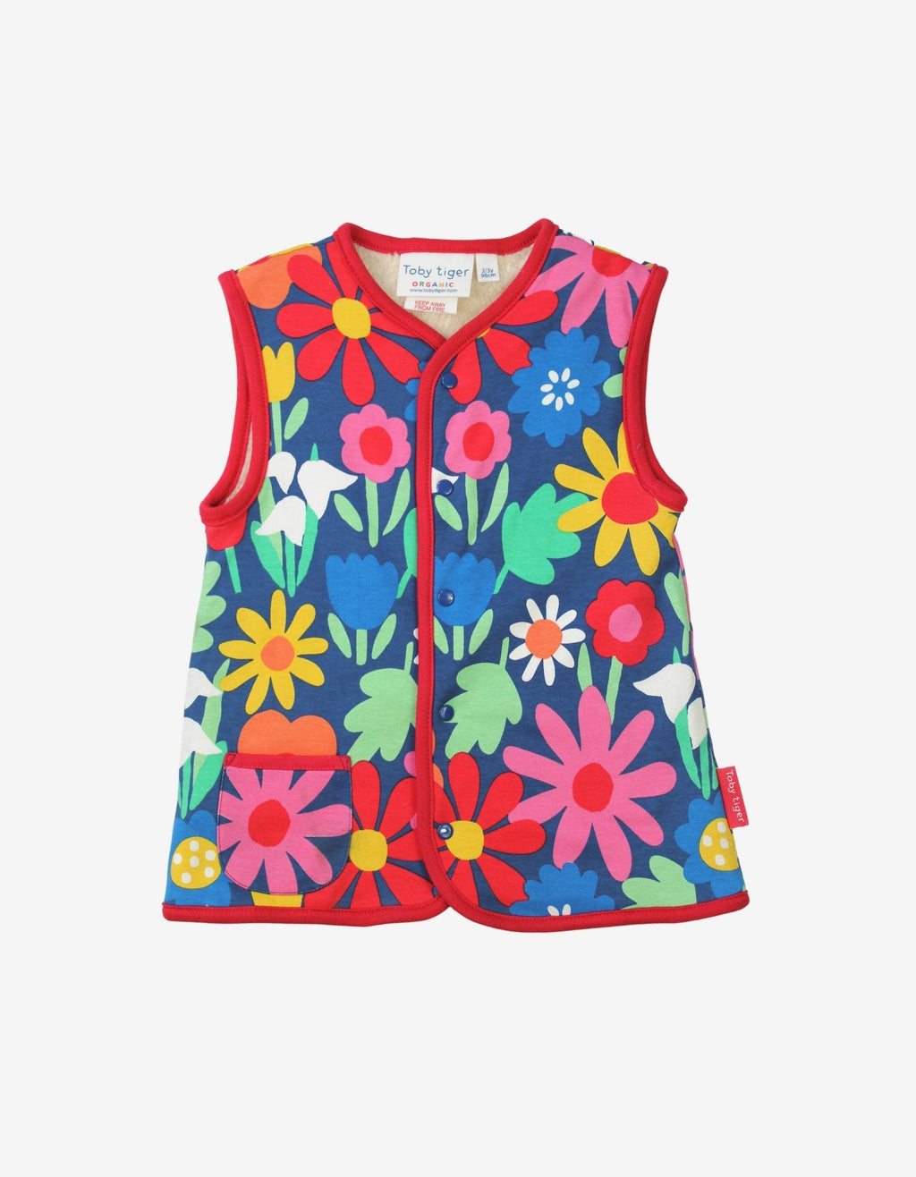 Organic Bold Floral Reversible Gilet for Kids