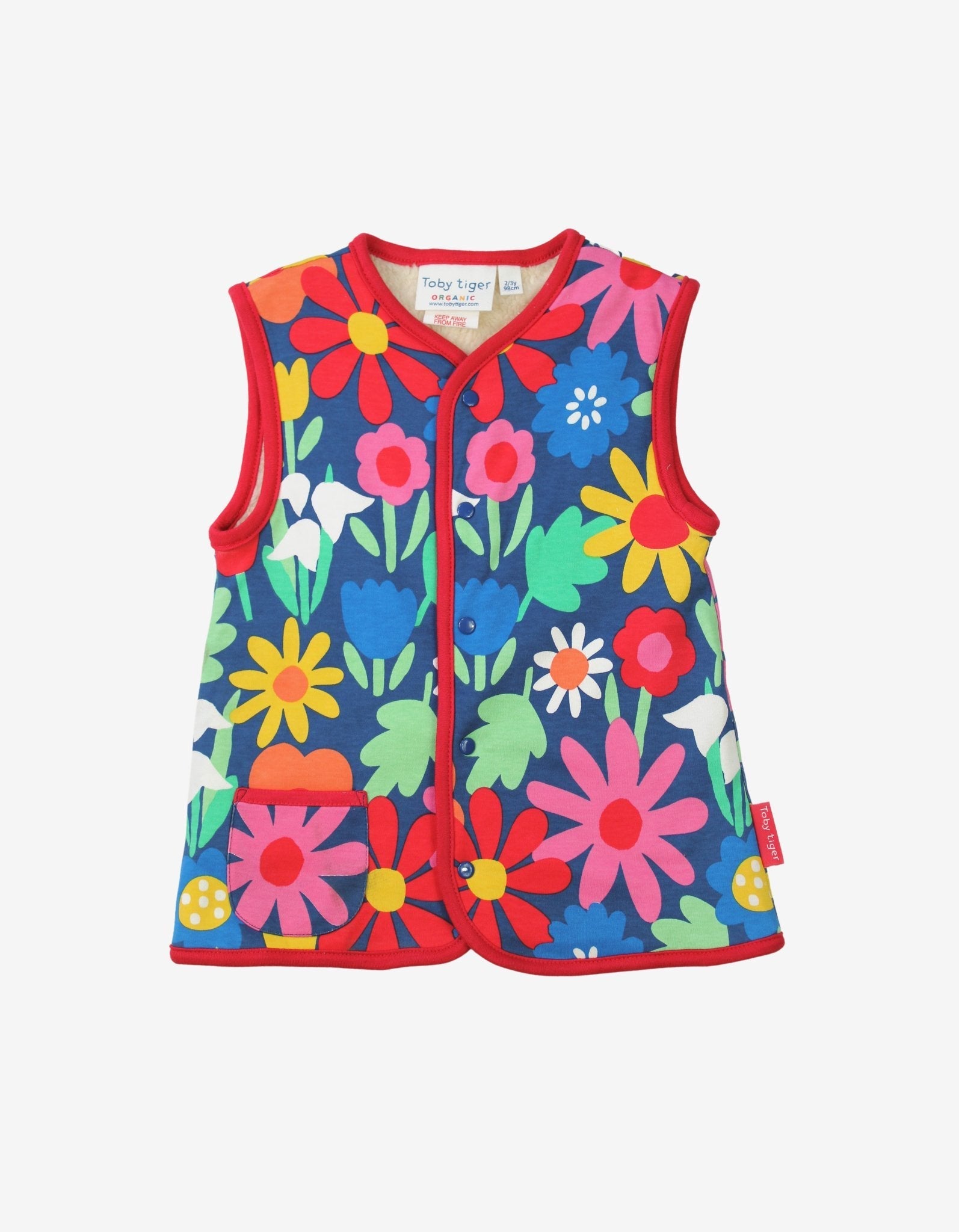 Organic Bold Floral Reversible Gilet for Kids