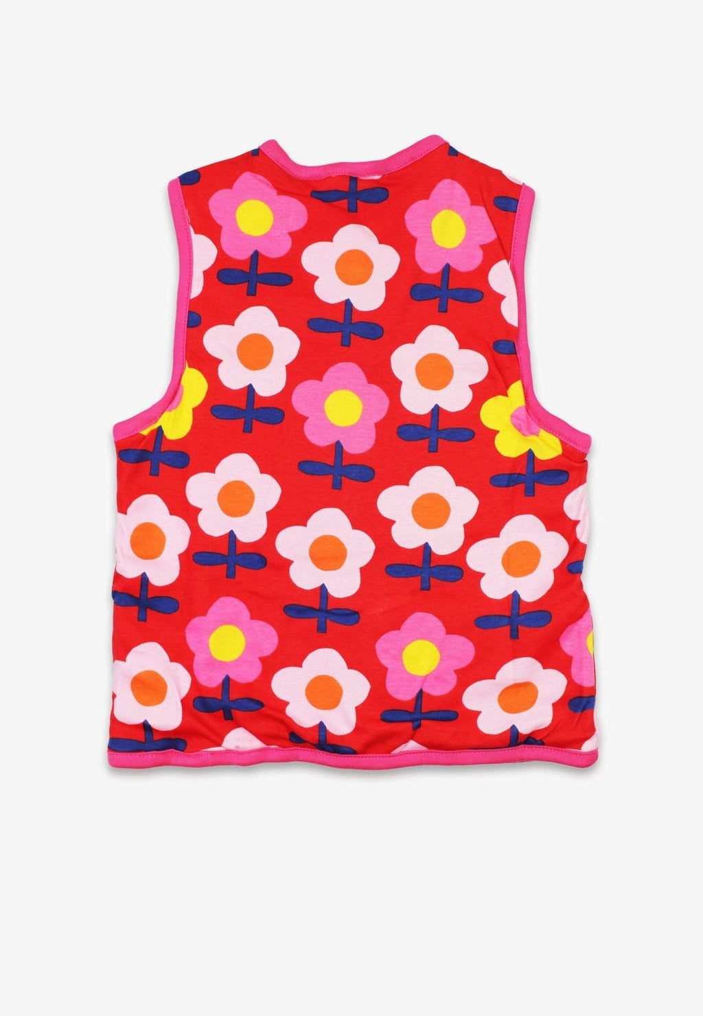 Organic Pink Flower Print Reversible Gilet for Kids