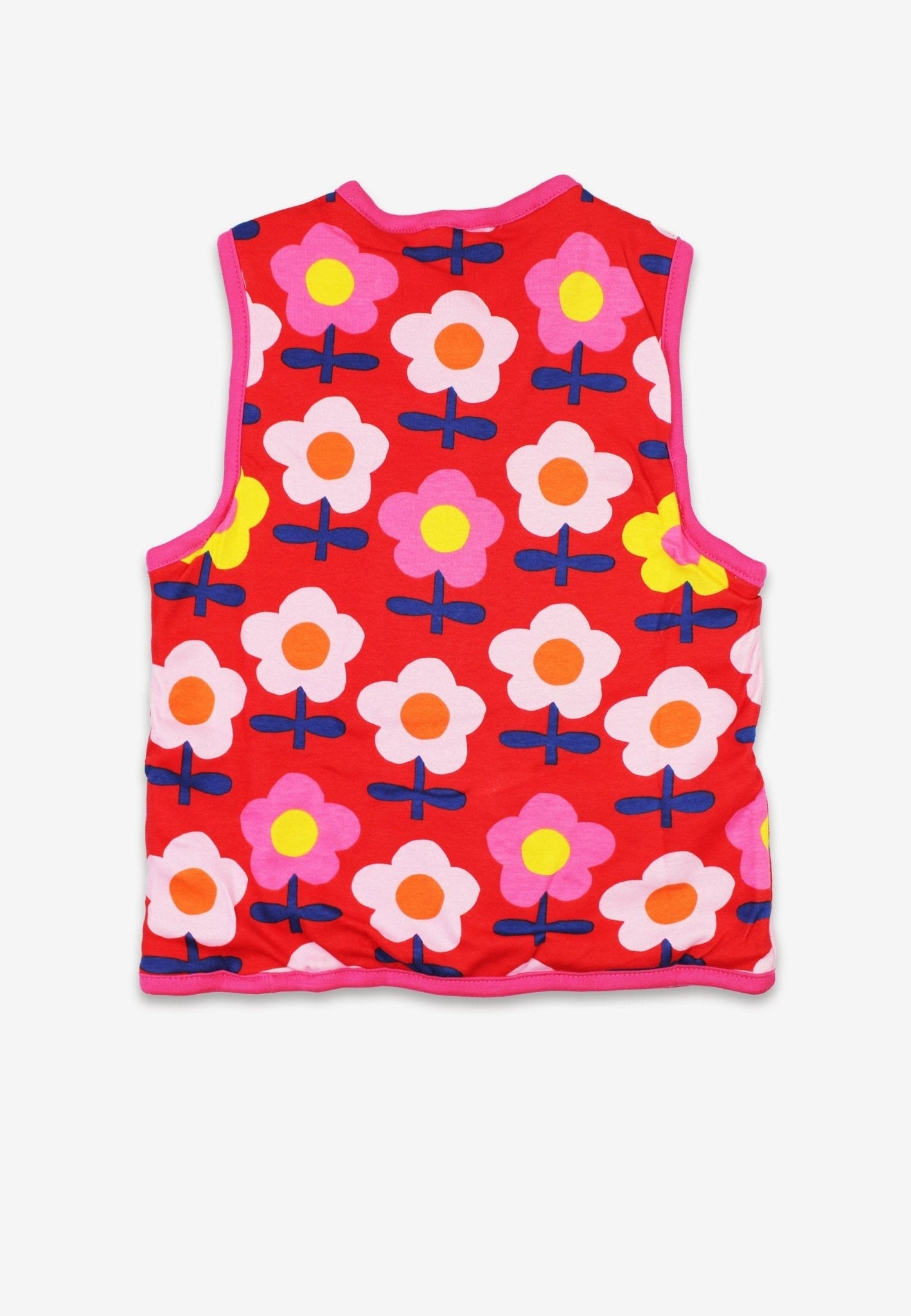 Organic Pink Flower Print Reversible Gilet for Kids