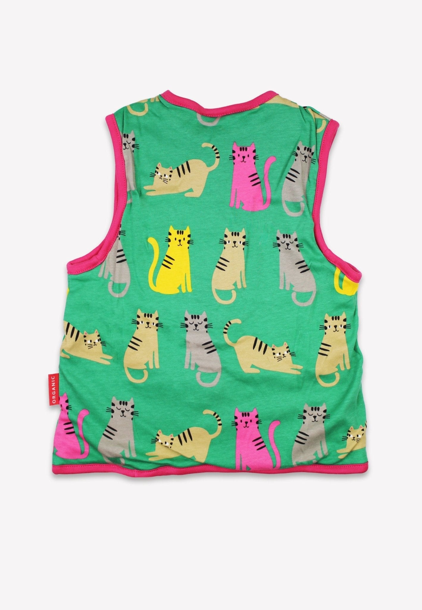 Organic Kitten Print Reversible Gilet for Kids