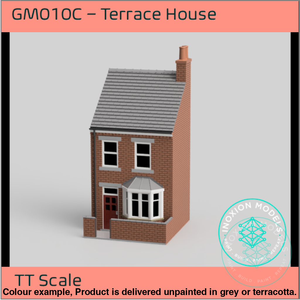 Low Relief Terrace House Model TT120 3mm Scale with Bay Window