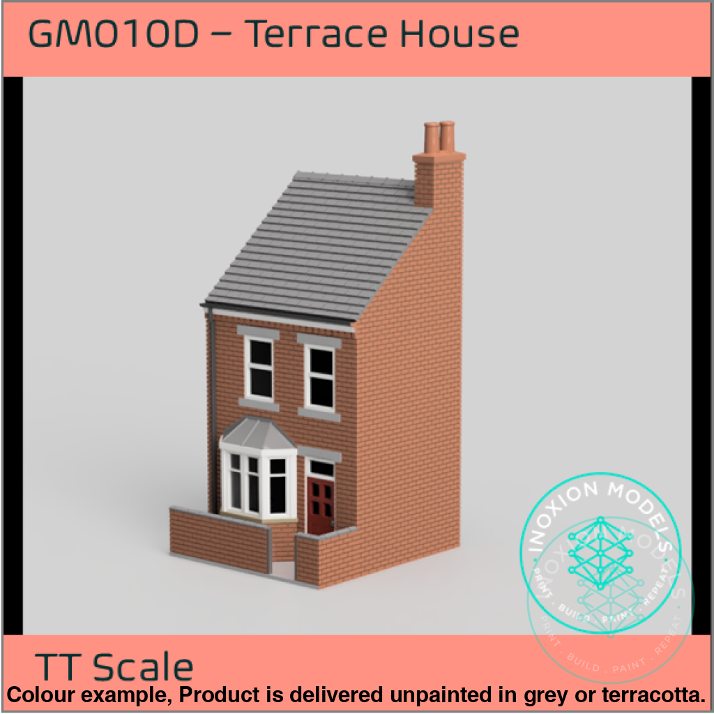 Low Relief Terrace House Model TT120 3mm Scale with Bay Window