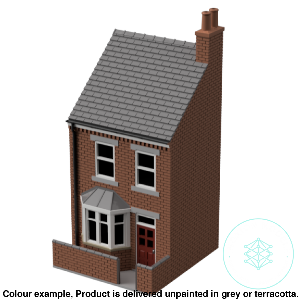 Low Relief Terrace House Model TT120 3mm Scale with Bay Window