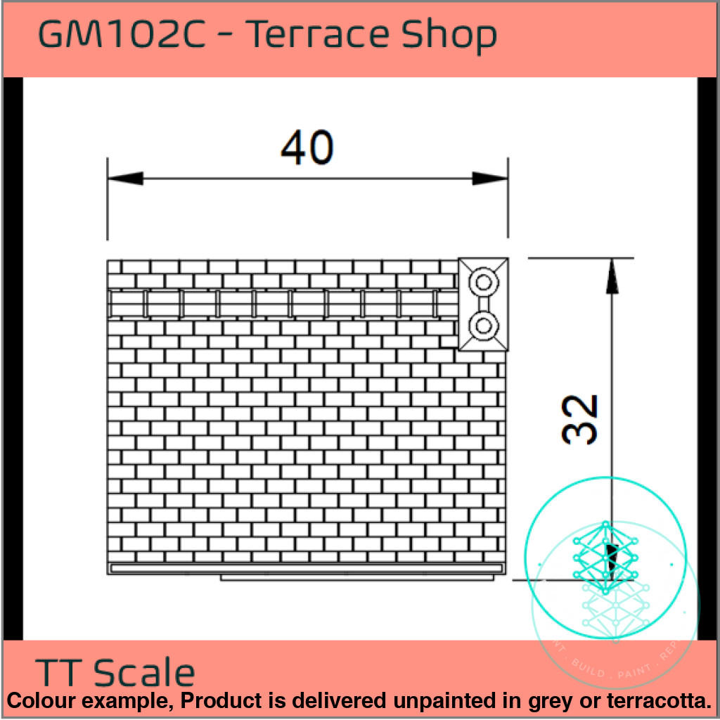 Low Relief Terrace Shop Model TT120 3mm Scale