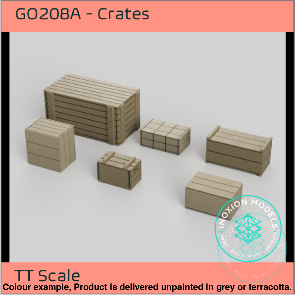 Miniature Crates TT Scale 3mm - 15 Piece Model Set