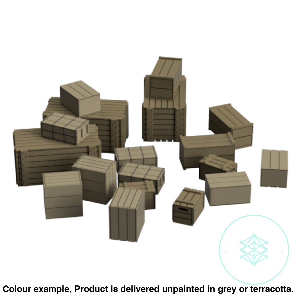 Miniature Crates TT Scale 3mm - 15 Piece Model Set