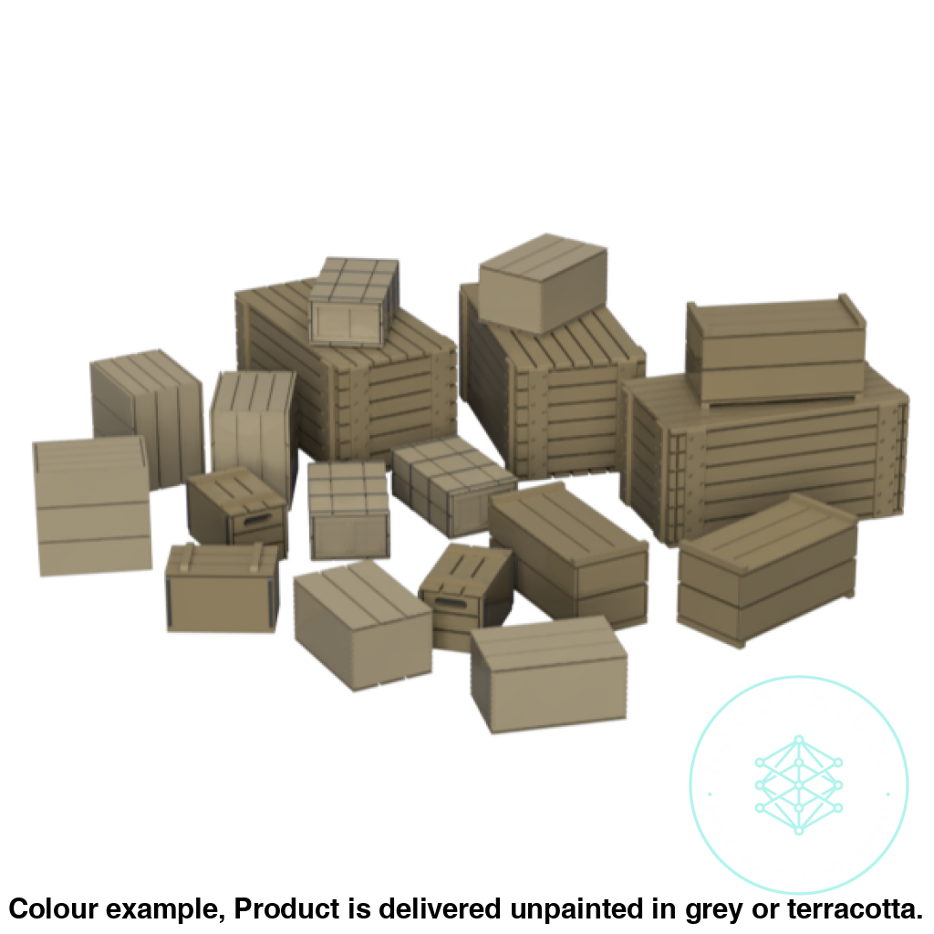 Miniature Crates TT Scale 3mm - 15 Piece Model Set