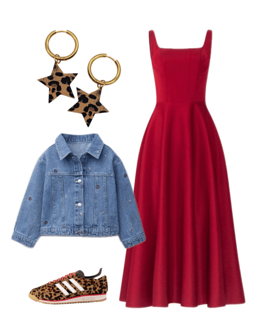 Gold and cheetah mini star cork charms