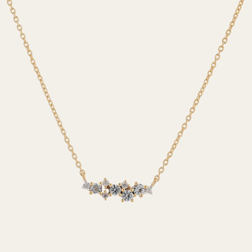 Gold Cluster Gemstone Necklace - Elara