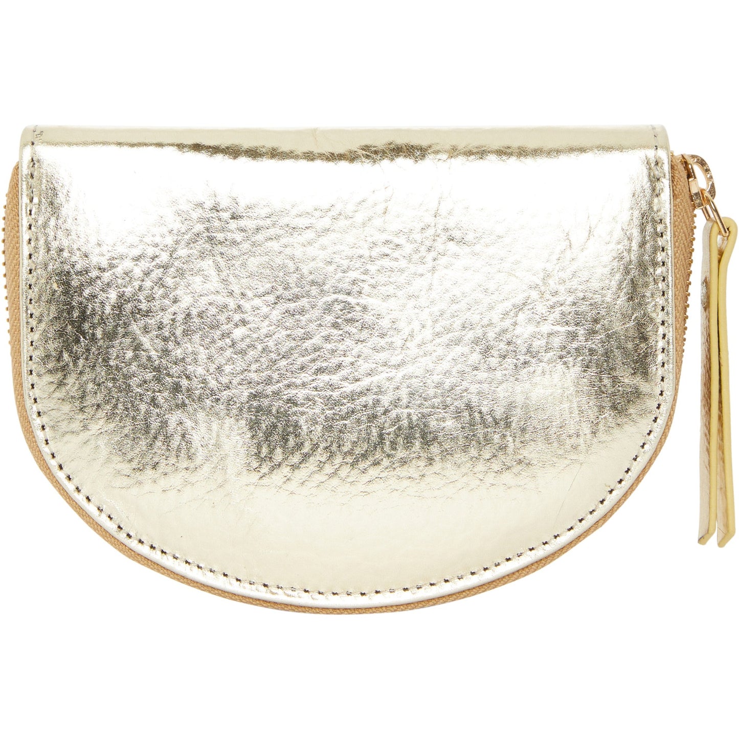 Gold Leather Zip Around Half Moon Purse Brix and Bailey