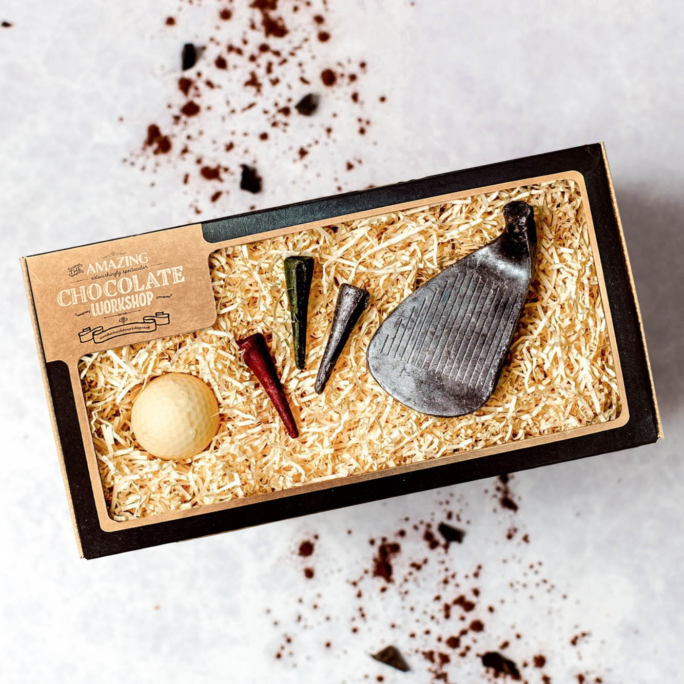 Golfers Chocolate Gift Set – Club Head, Golf Ball & 3 Golfing Tees Box