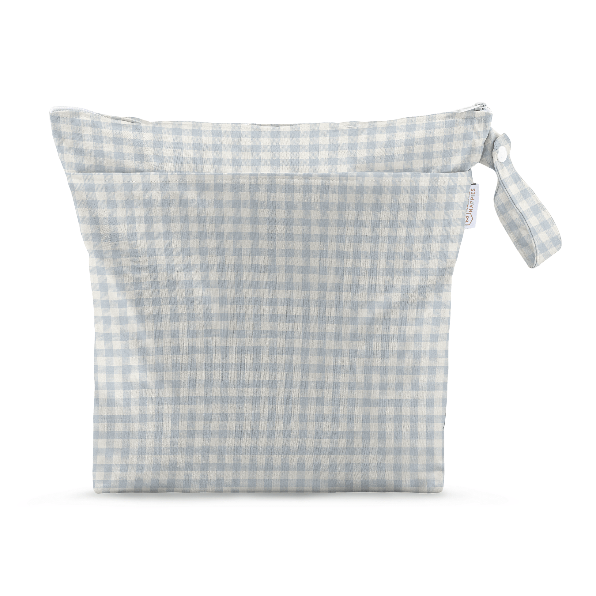 Grab and Go Nappy Wet Bag with Handle in Blue Gingham