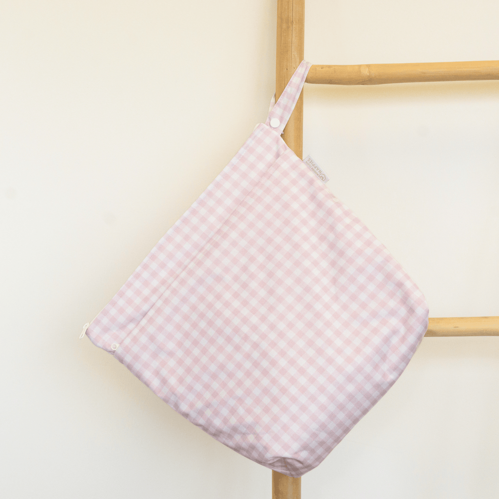 Grab and Go Nappy Wet Bag with Handle in Rose Gingham