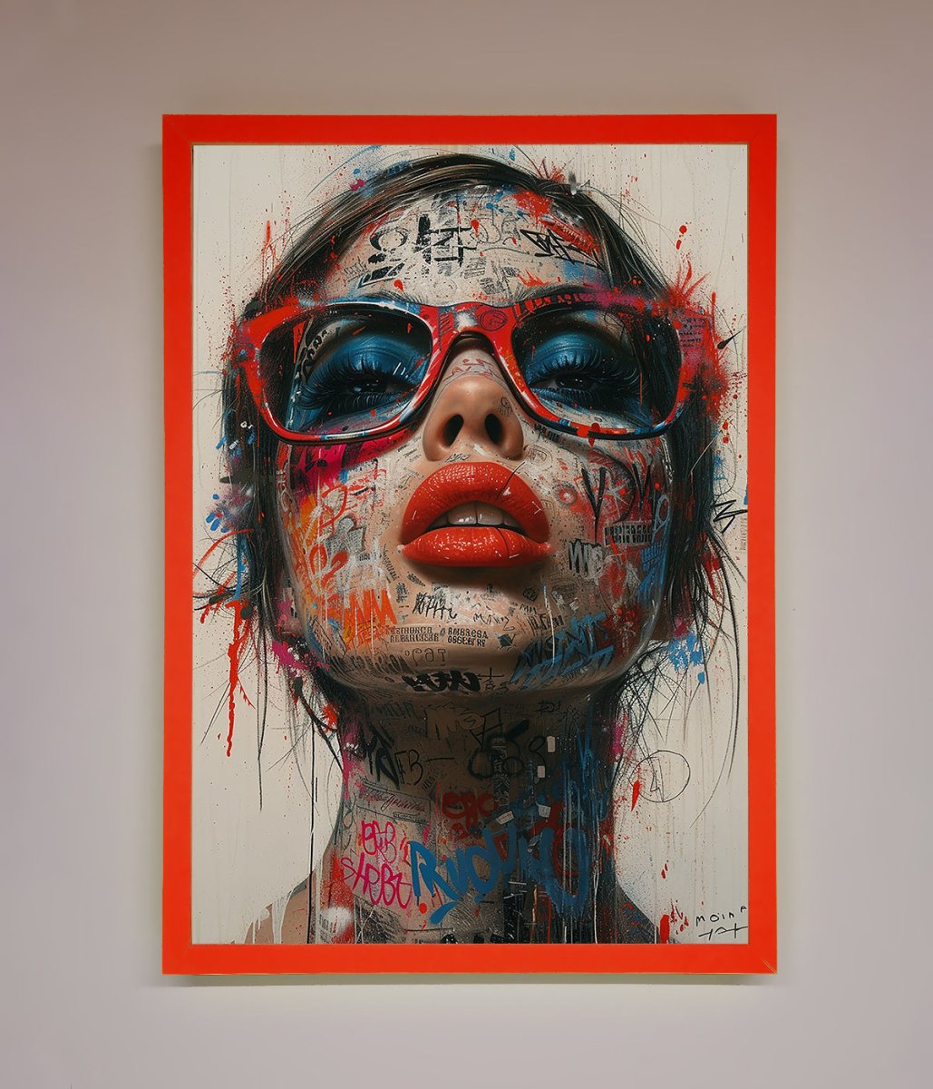 Graffiti Lady Glasses Framed Wall Art