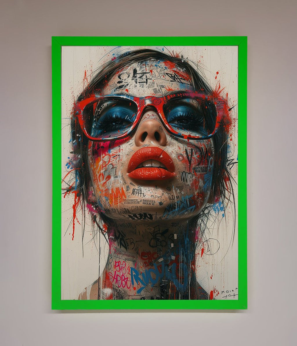 Graffiti Lady Glasses Framed Wall Art