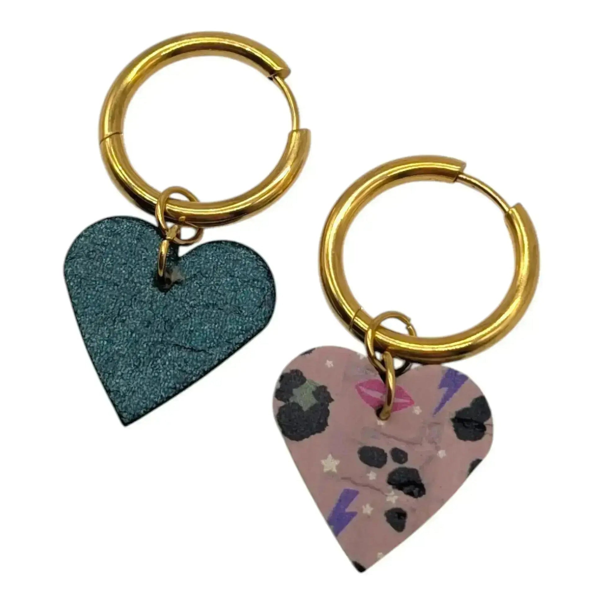 Green and pink flash mini heart cork charms