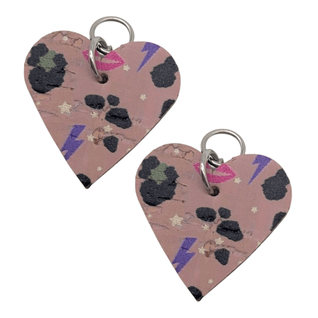 Green and pink flash mini heart cork charms