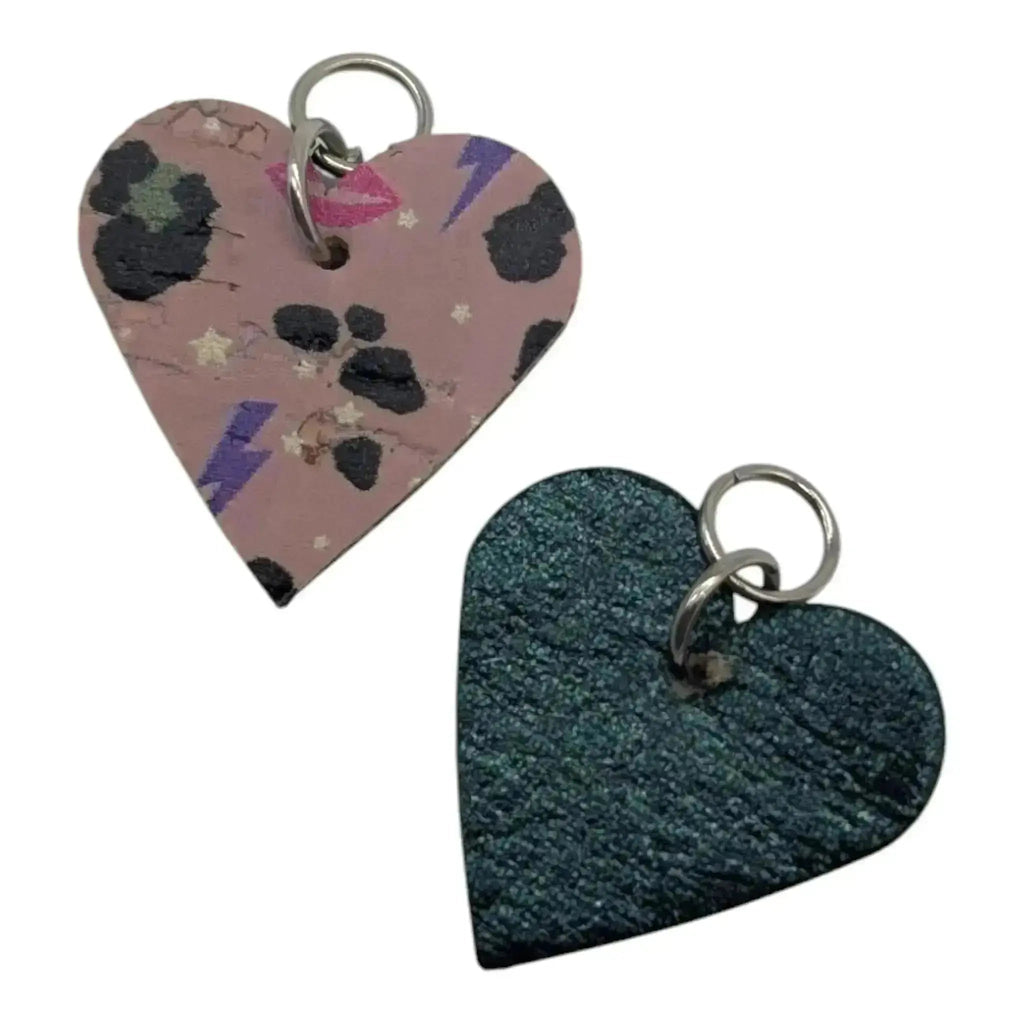 Green and pink flash mini heart cork charms
