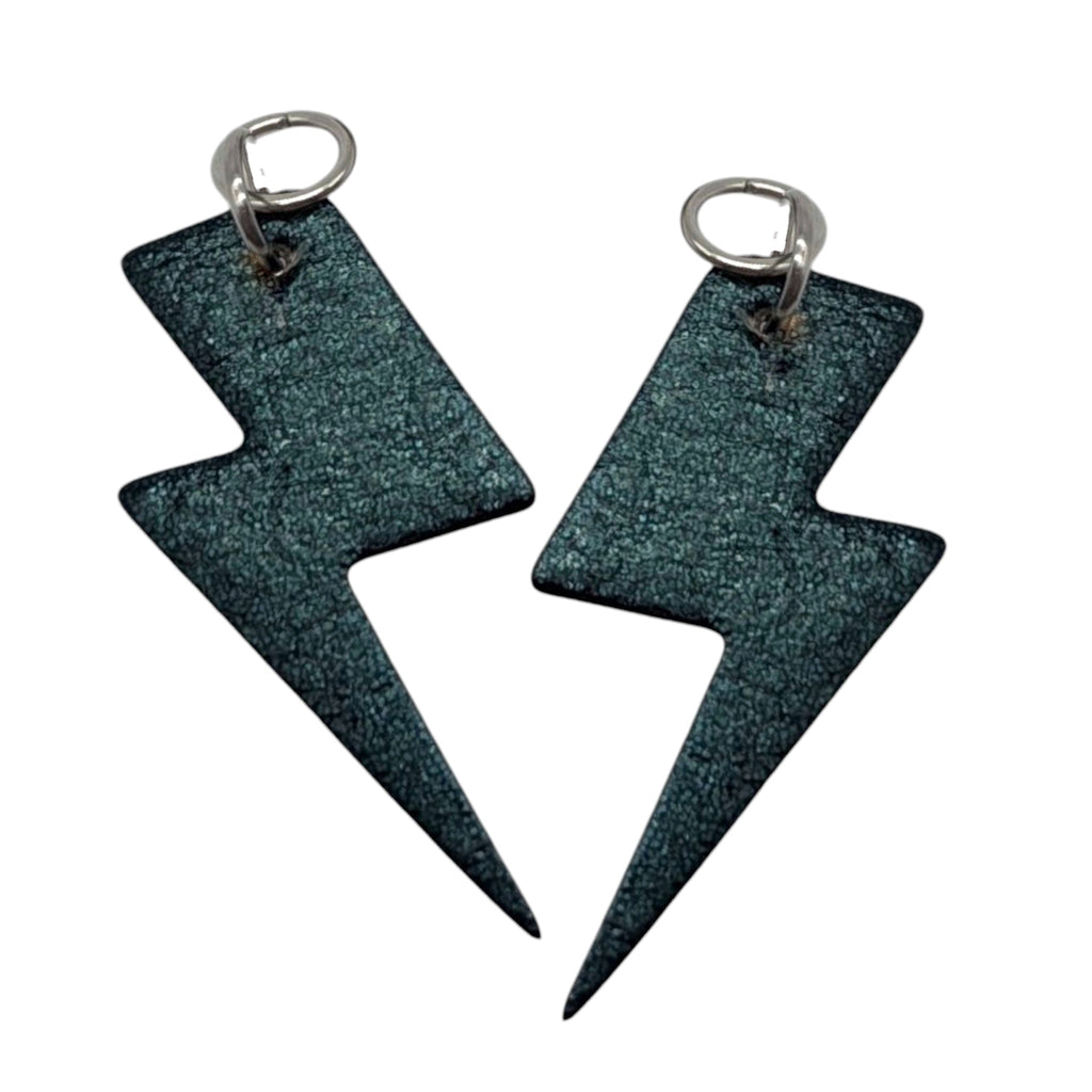 Green and pink flash mini lightning bolt cork charms