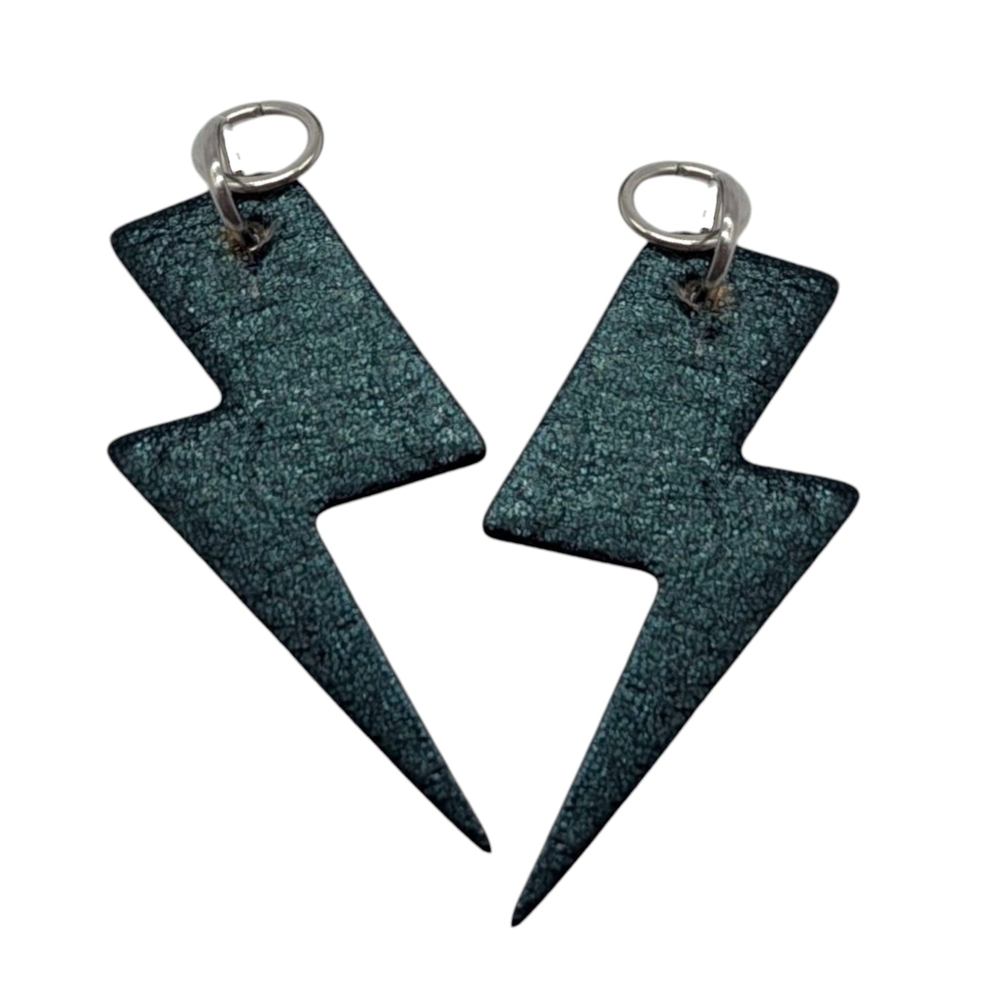 Green and pink flash mini lightning bolt cork charms