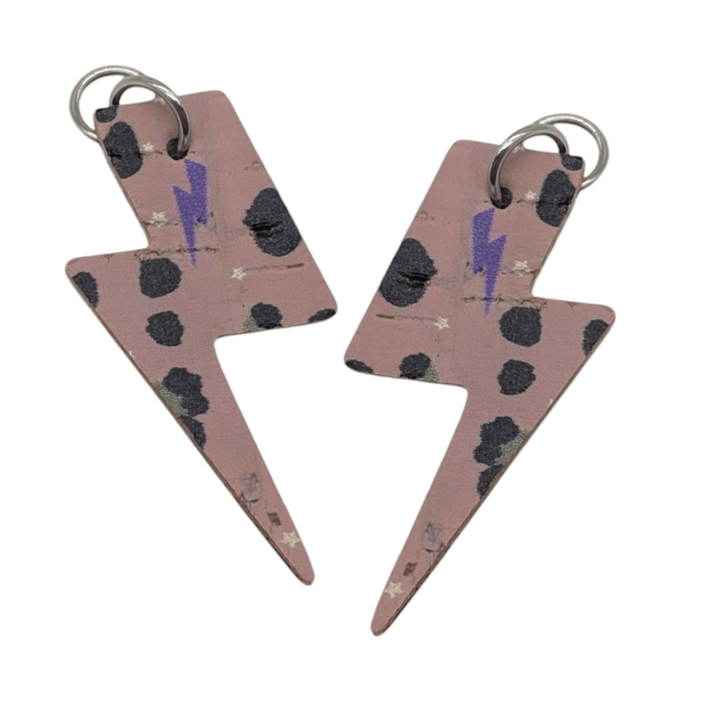 Green and pink flash mini lightning bolt cork charms