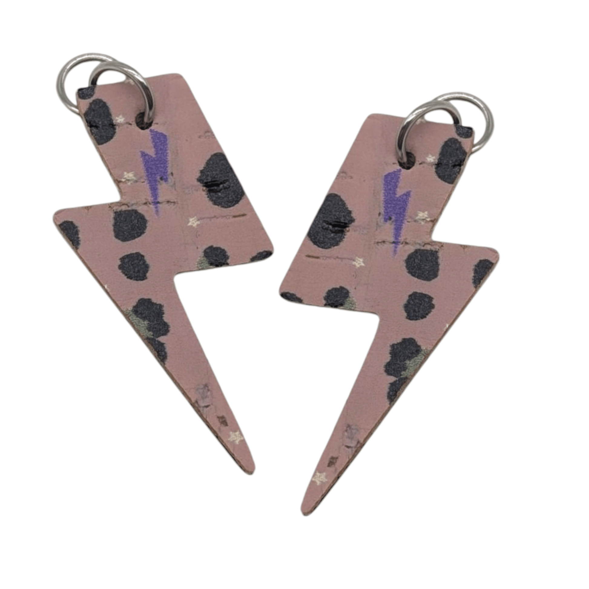 Green and pink flash mini lightning bolt cork charms