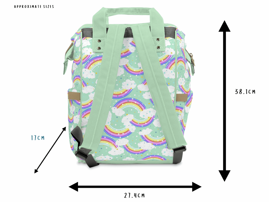 Green Baby Changing Nappy Bag - Happy Rainbow