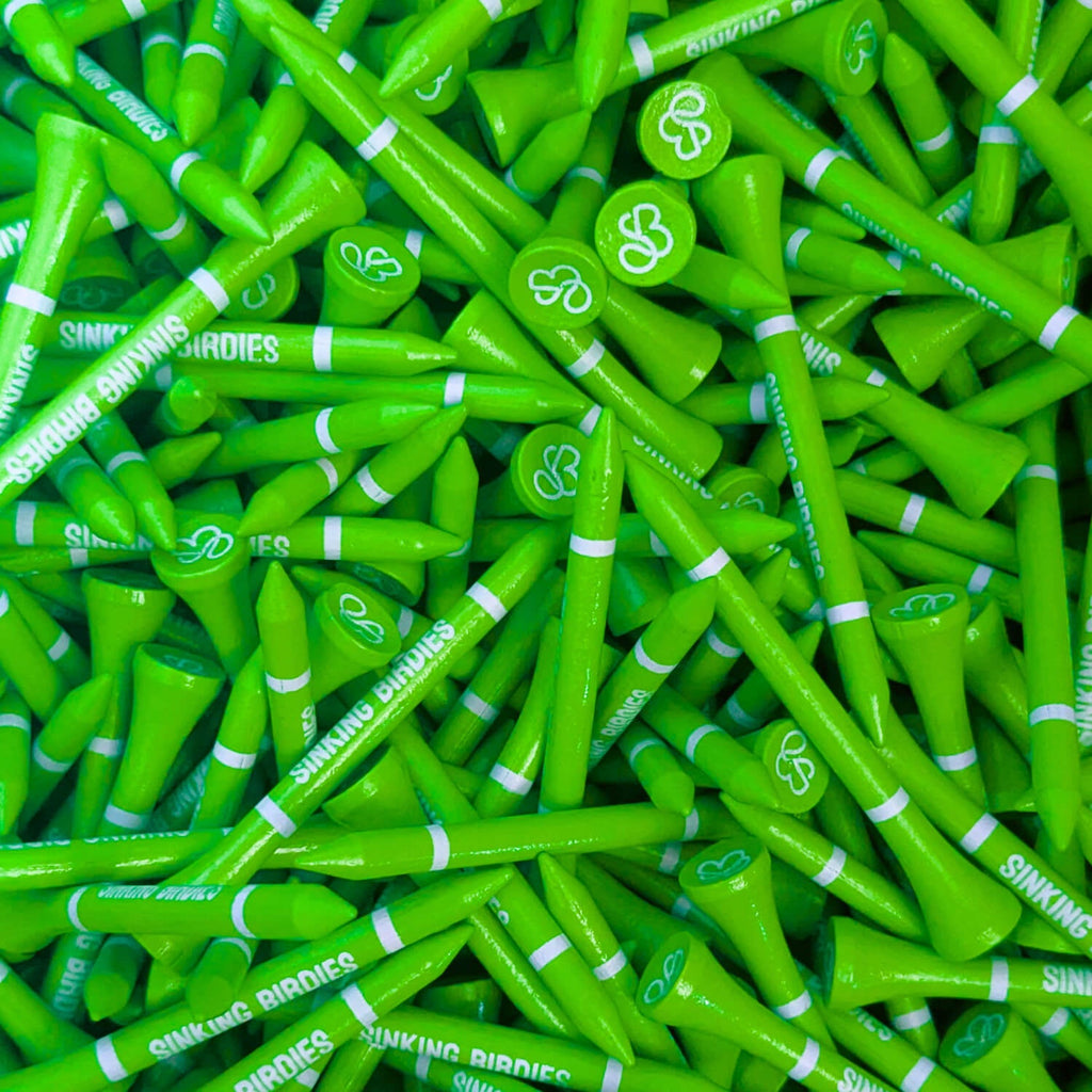 45 Bamboo Golf Tees in Neon Green