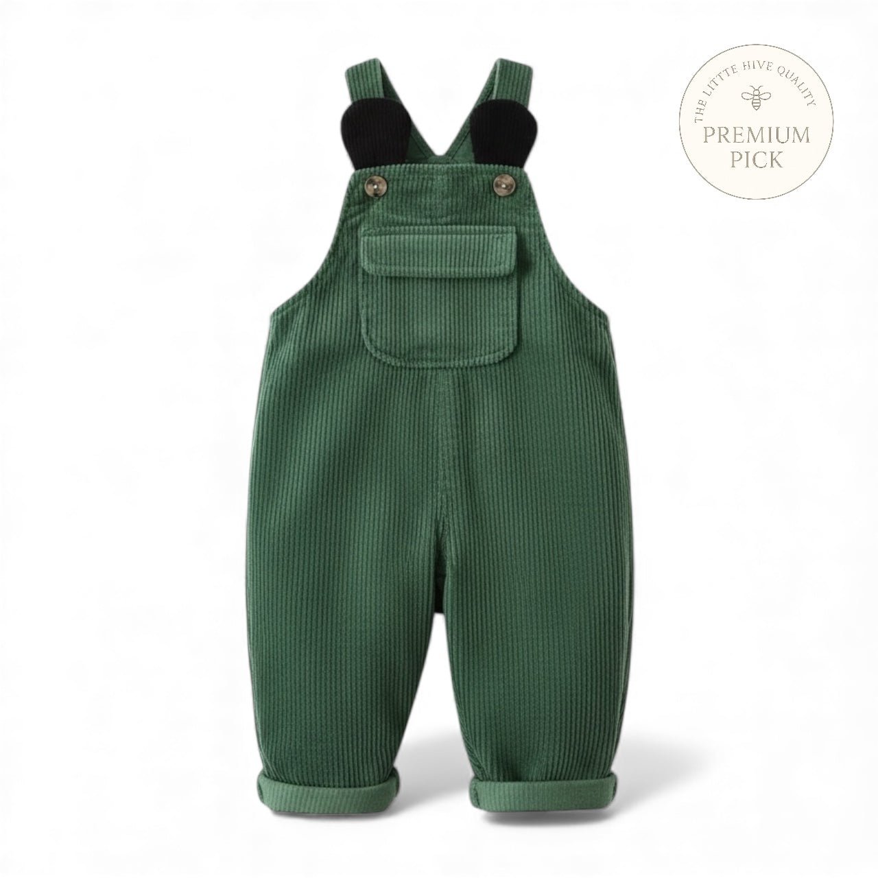 Green Corduroy Dungarees with Ear Detail