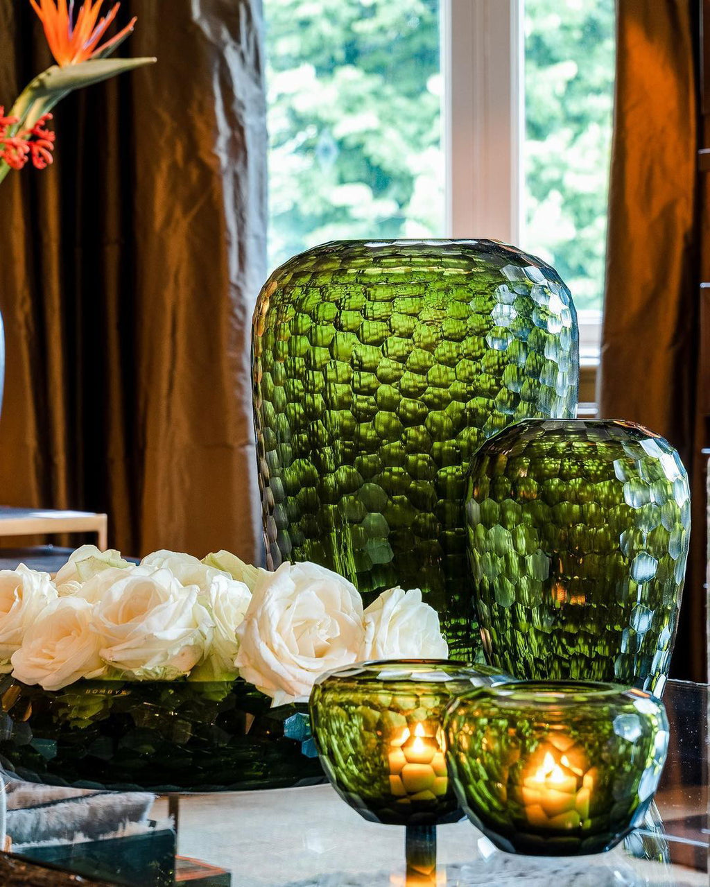 EMERALD CANDLEHOLDER - H10 D14 cm - Olive