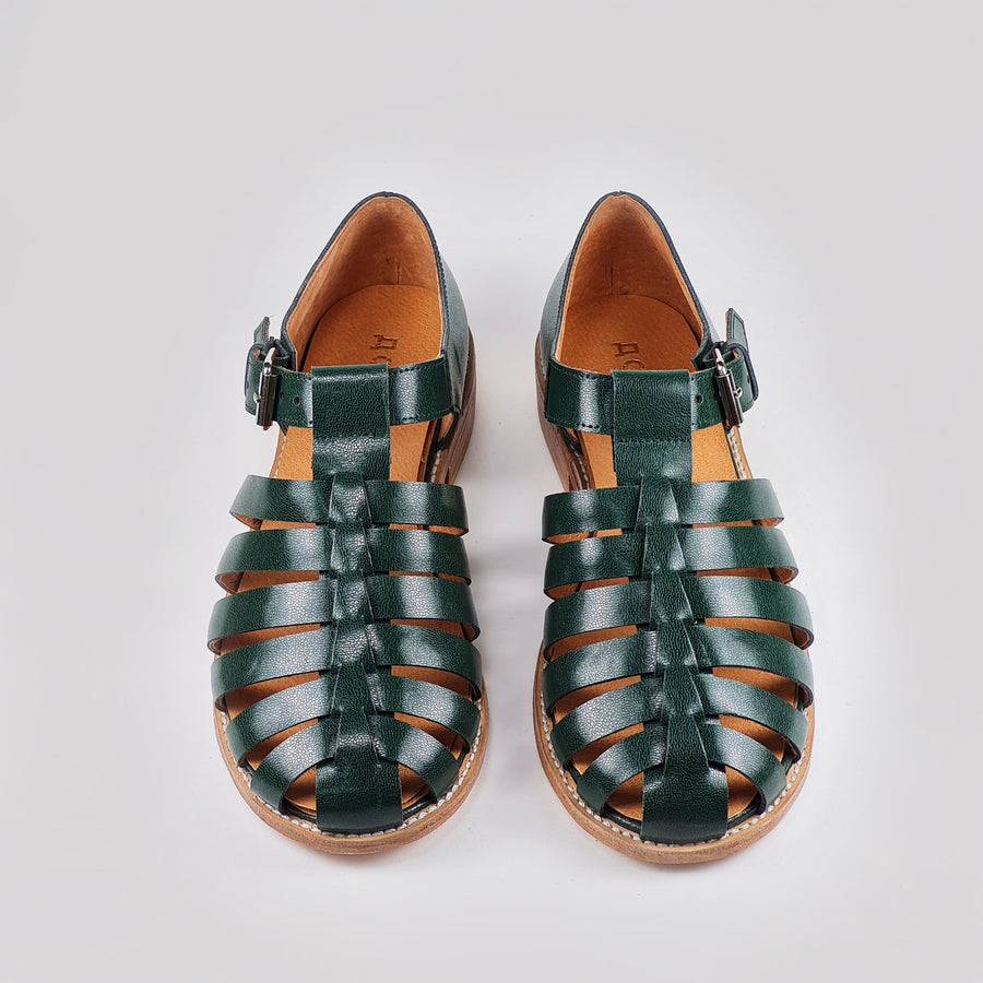 Handmade Leather Fisherman Sandals - Dark Green