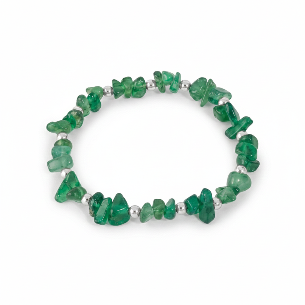 Green Agate Gemstone Bracelet with Sterling Silver