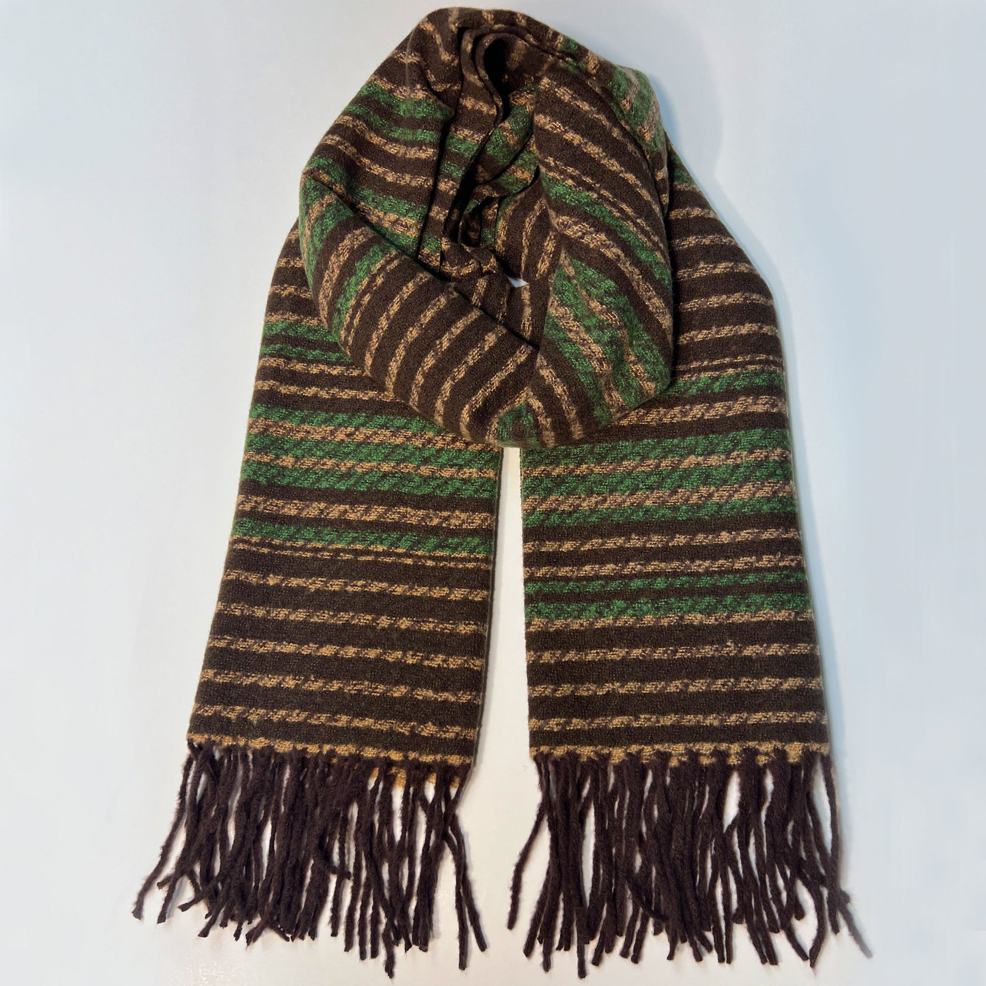 Brown and Green Oversized Knit Scarf