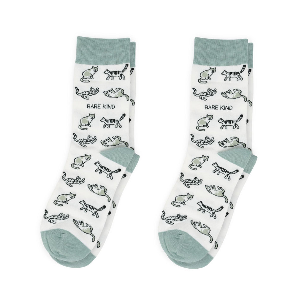Green Cat Pet Pair Bamboo Sock Set