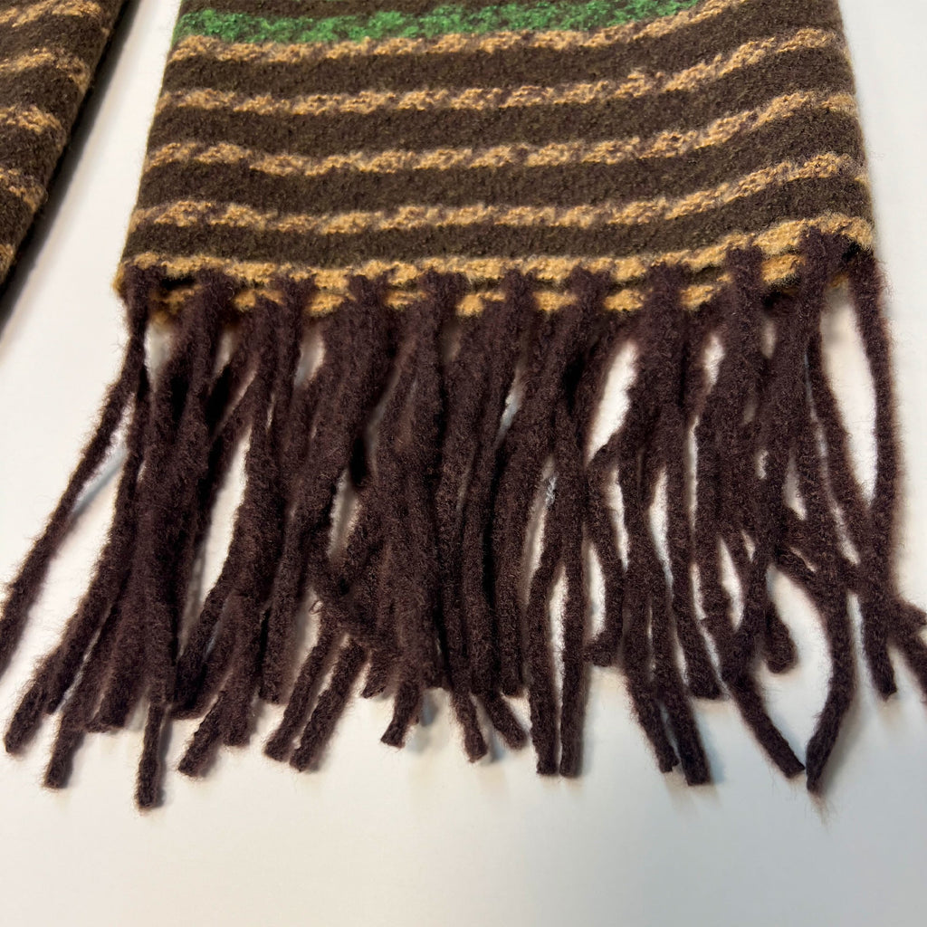 Brown and Green Oversized Knit Scarf
